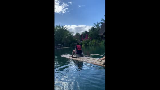 Bamboo raft selfie gone awry as phone takes a dive in Tiaong, Quezon