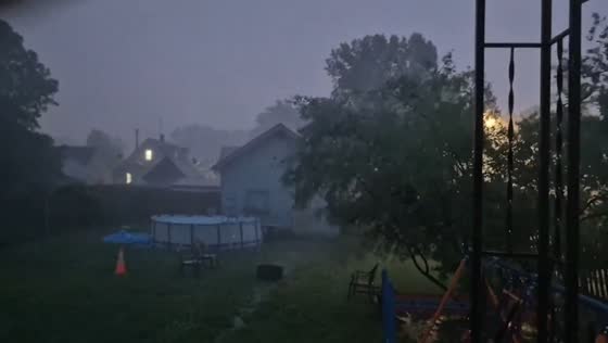 Intense storm with 70 mph winds hits neighborhood in Cleveland, Ohio, USA