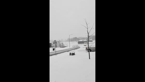 Heavy snowfall covers the surroundings in Oak Grove, Missouri, USA
