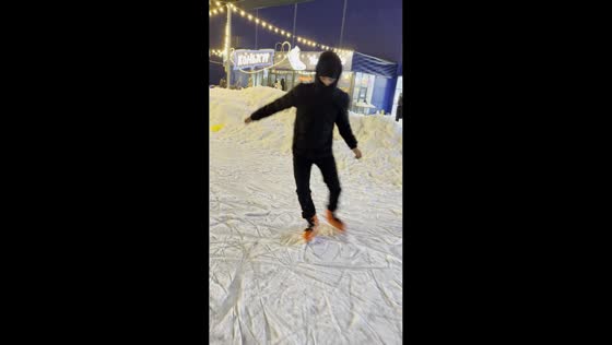 Backward skating moment at the ice rink in Aktobe, Kazakhstan