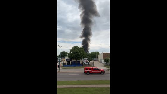 Gas leak explosion triggers major fire and building collapse in Dallas, Texas, USA
