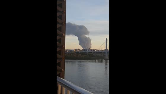 Massive fire after UPS cargo plane crash in Louisville, Kentucky, USA