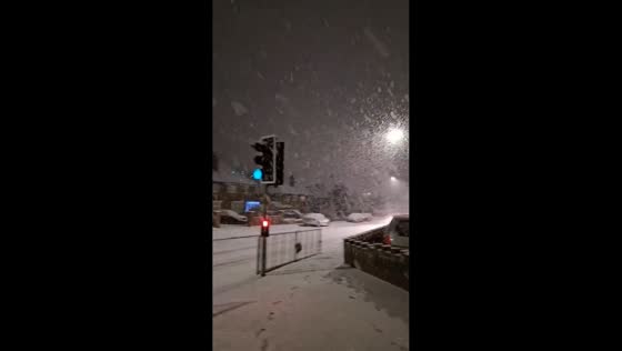 Heavy snowfall blankets streets in Telford, England, UK