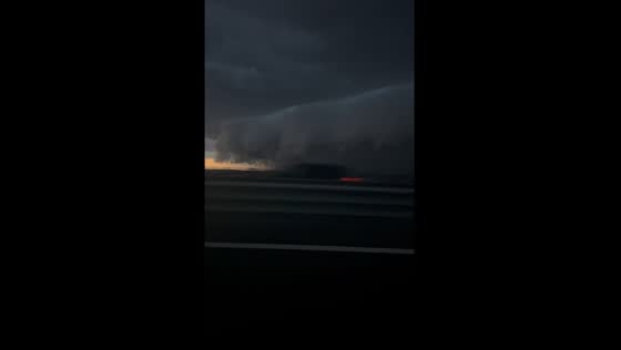 Dark ominous storm clouds captured on highway in Nădlac, Romania