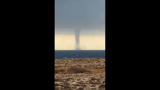 Rare waterspout forms off the coast in Ayia Napa, Cyprus