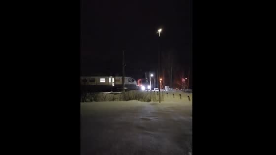 The train driver miraculously stopped the train inches from the stuck truck!