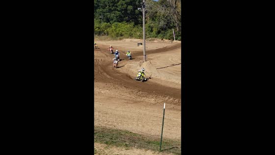 9-year-old dirt bike racer crashes after taking the lead on the track in North Webster, USA