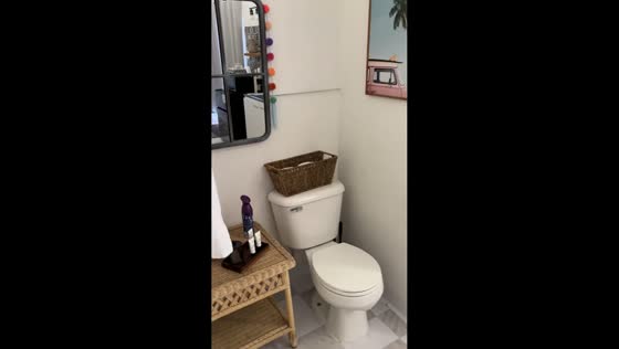 Man reacts to unusual toilet setup in Airbnb in Newport Beach, California, USA