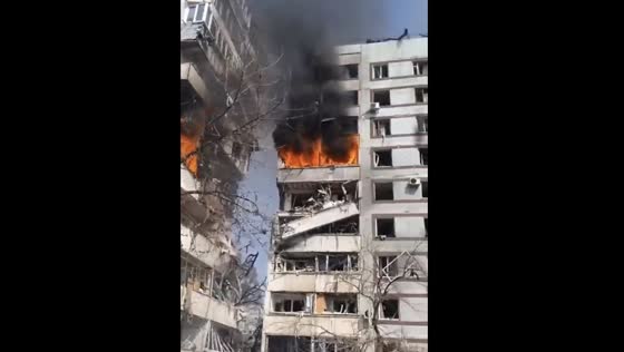 Rocket hits residential building in Zaporizhzhia after Russian shelling, causing fire and casualties