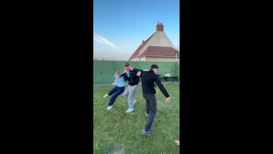 Human carousel game ends in playful mishap in Grande-Synthe, France