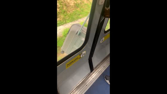 Suitcase trapped in subway door while train moves in Paris, France