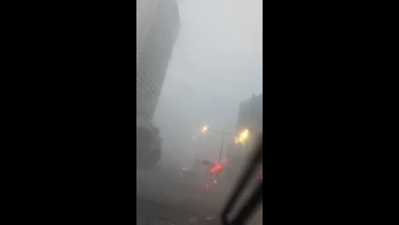 Intense storm brings near-zero visibility in Docklands, Australia