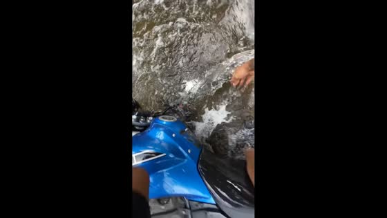 Motorcycle falls into river during off-road ride in Treviso, Italy