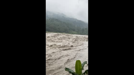 Cipamingkis River flooding damages riverside area in Bogor, Indonesia
