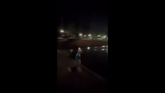 Man slips while running and falls into water in Balashikha, Moscow