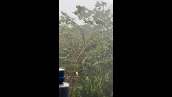 Strong winds and heavy rain in Mandeville, Manchester, Jamaica