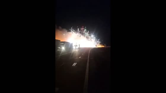 Truck accident in Amur Oblast causes fireworks display