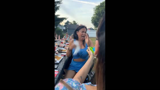 Sake water gun accidentally sprays woman in the eye in Mullica Hill, USA