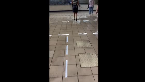 Flooded floors at Trône Metro Station, Brussels