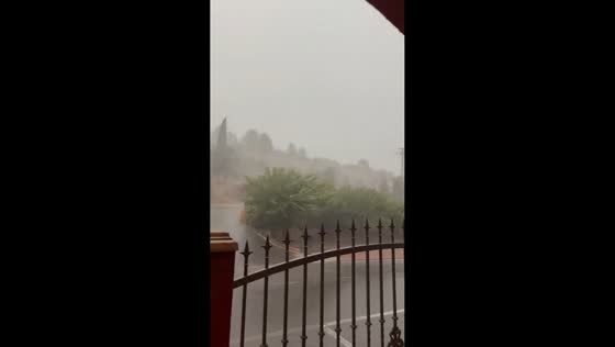 Powerful storm sweeps through Benilloba with heavy rain and strong winds, Spain
