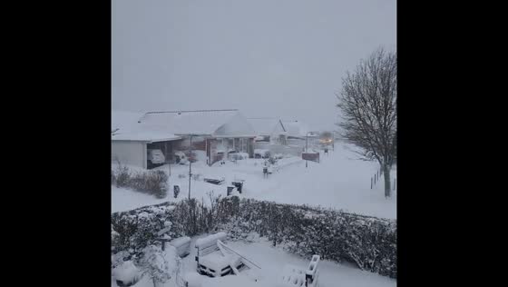 Blizzard blanket: Galten, Denmark in snowstorm