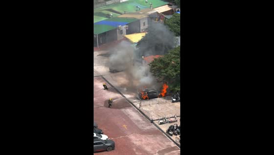 Electric vehicle catches fire while charging in Guangxi, China