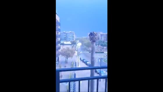 Thunderstorms batter amid red alert in Benimaclet, Valencia, Spain