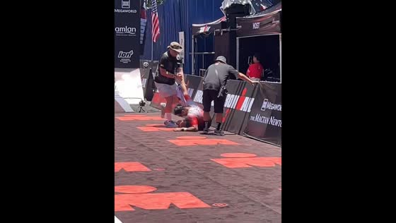Determined triathlete collapses from heat in Lapu-Lapu City, Cebu, Philippines