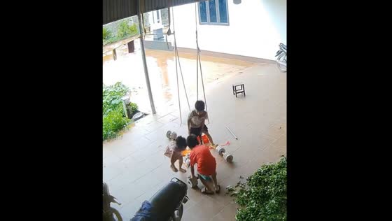 Child's act of kindness: boy comforts crying sister after accidental dumbbell mishap