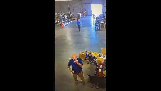 Woman falls while skating in Heelys at a warehouse in Lafayette, Indiana, USA