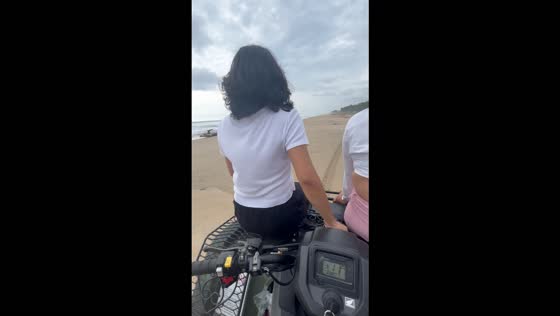 Two women fall from an ATV during a seaside tour in Petatlan, Mexico
