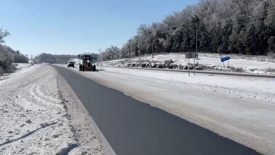 Road crews continue winter maintenance operations in Russellville, Kentucky, USA