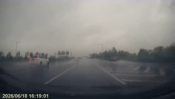 Vehicles spin out during heavy rain on highway in Anhui, China