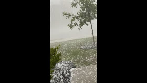 Severe hailstorm and strong winds sweep through Atlanta, Georgia, USA