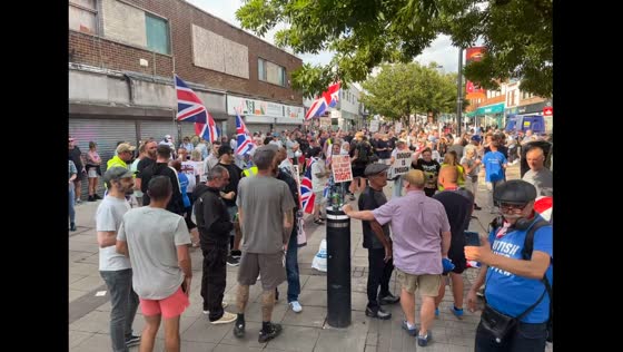 Anti-immigration protest over asylum housing plans in Waterlooville, England