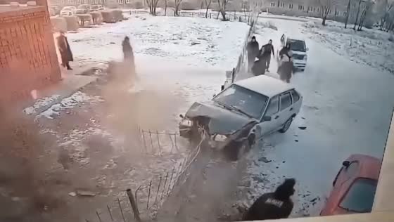 Serious morning collision in Russia: two students injured as VAZ-2114 driver loses control