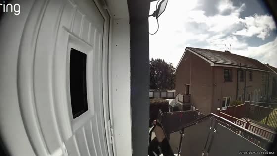 Man slips on stairs while carrying large TV in England, UK