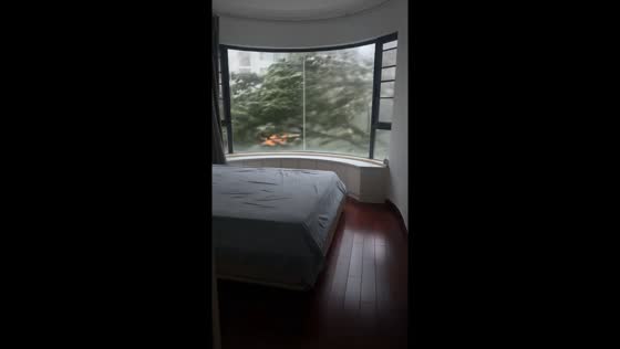 Typhoon view from a window in Hainan, China
