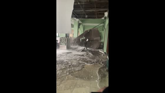 Mosque ceiling collapses during heavy rainstorm in Semarang, Indonesia