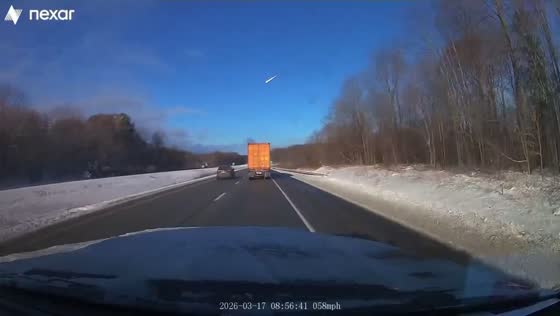 Meteor streaks across the daytime sky in Ohio, USA