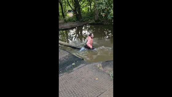Girl dunked in paddle while on seesaw in Chester, UK