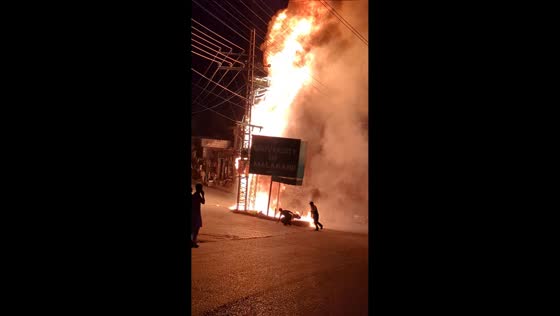 Transformer fire controlled by police in Chakdara, Pakistan