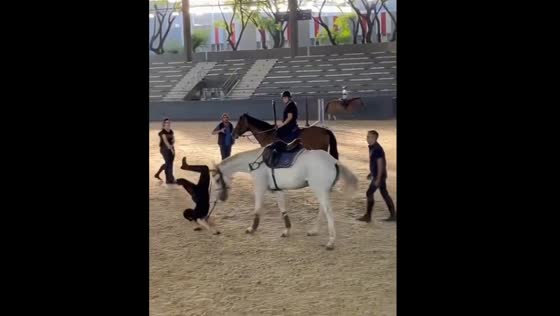 Horse rider falls after jump at Club Hipico Argentino in Buenos Aires