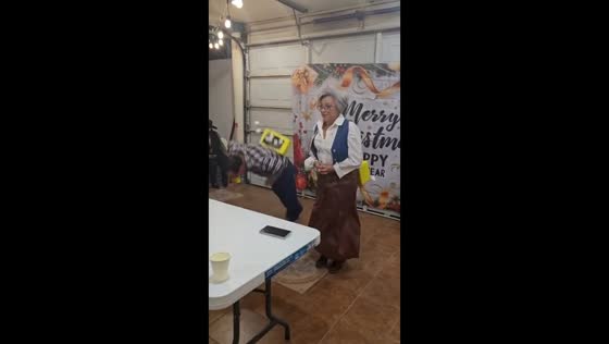 Grandpa slips during a Christmas party game in Monterrey, Mexico