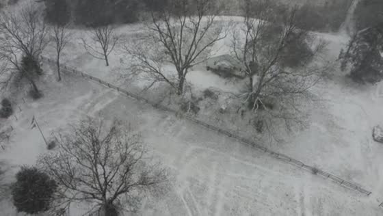 Drone captures rare winter storm in Eastern Lancaster County, South Carolina, United States
