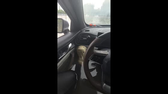 Driver trapped as floodwaters engulf vehicle in Liaoning, China