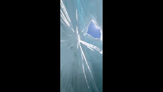Stunning icy crevasse view after falling in Sichuan, China