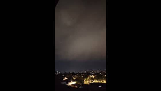 Powerful lightning illuminates the hills during a lightning storm in Santiago, Chile