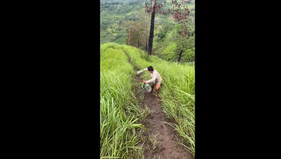 Person slips on muddy trail at Aniningpan Ridge, Bukidnon