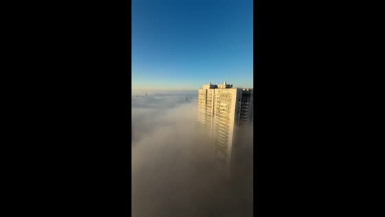 Stunning sunrise view above the fog in Beijing, China